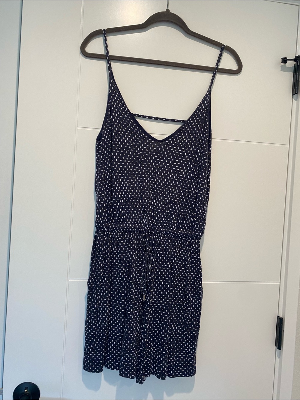 H&M Navy Polka Dot Spaghetti-Strap Romper